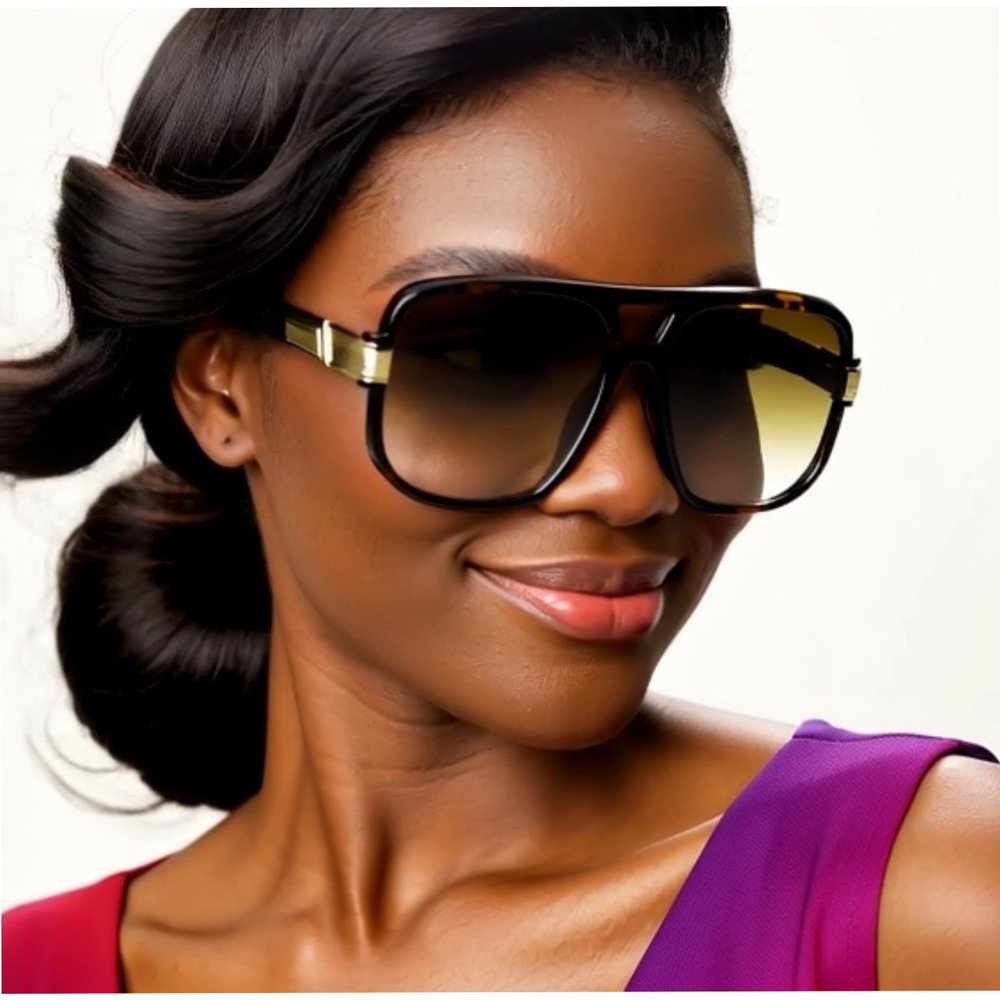 Lady Sunglasses Oversized Shades Large square Thick Frame Flat Top Brown Lens‎